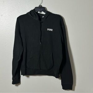 PINK Victoria's Secret Women Black Hoodie Sweater Pullover Size L